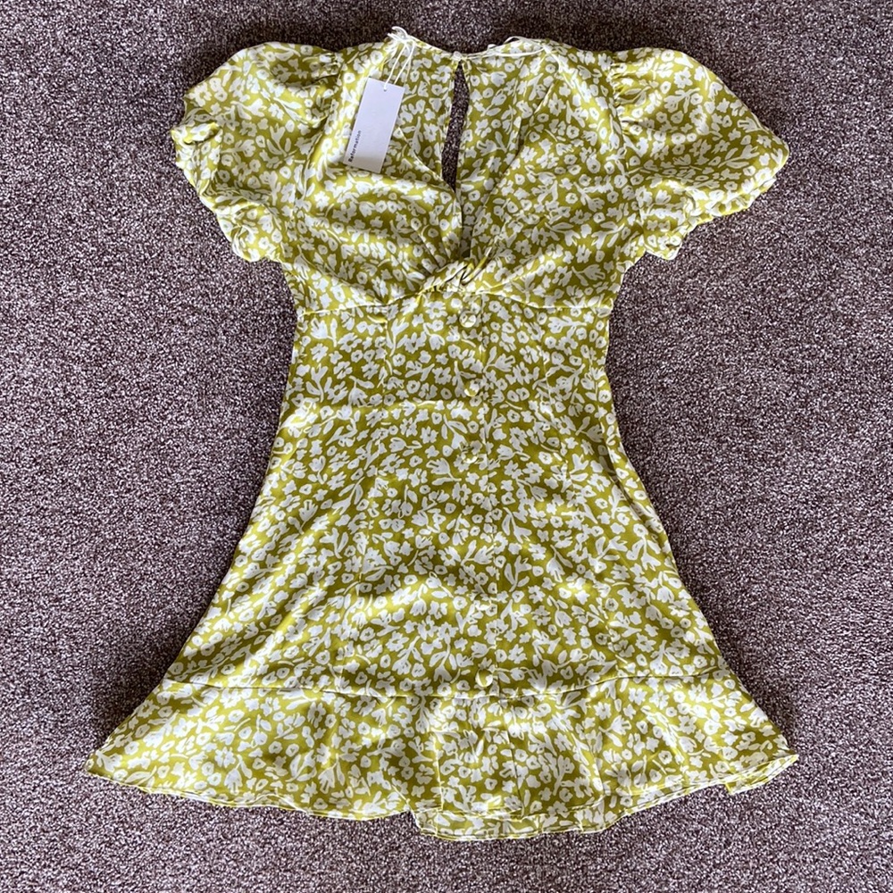Reformation Green Floral Mini Dress